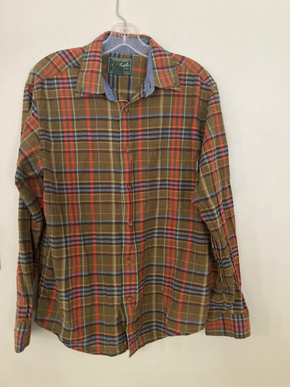 Woolrich Mens Medium Plaid Button-Up Shirt 100% Cotton Outdoor Style